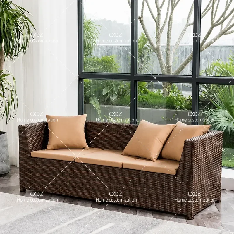 Modern Rattan Sofa Set with Coffee Table Single Double Corner Card Seat for Garden Courtyard Outdoor Balcony Living Room