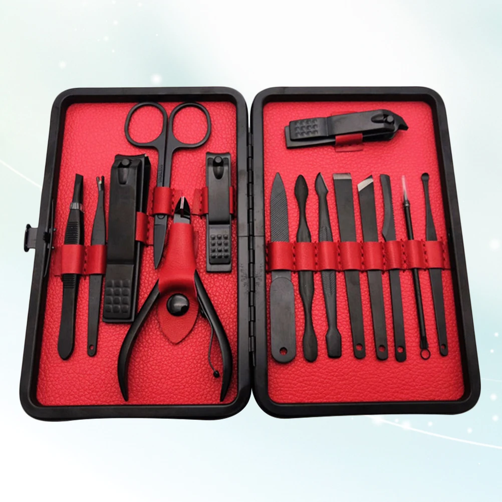 

1 Set 15pcs Multipurpose Stainless Steel Manicure Pedicure Set Nail Set Nail Grooming Clipper Kit Nail Trimmer with PU Ca