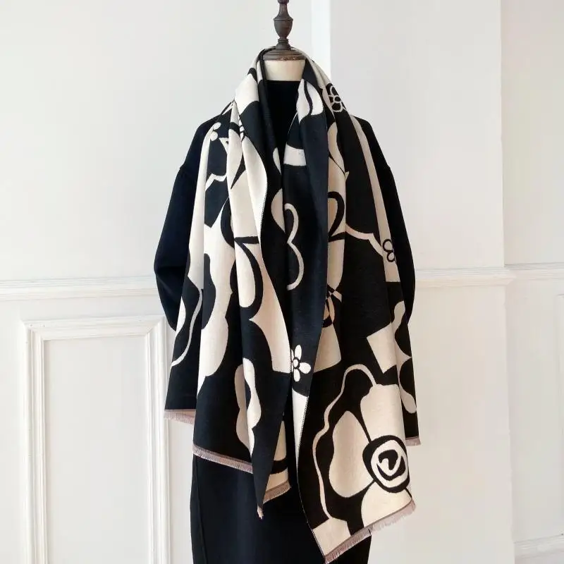 New Autumn Winter Floral Scarf Shawl, Luxurious Multi-Functional Warm Scarf, Air Conditioning Room Use, Comfortable Atmosphere