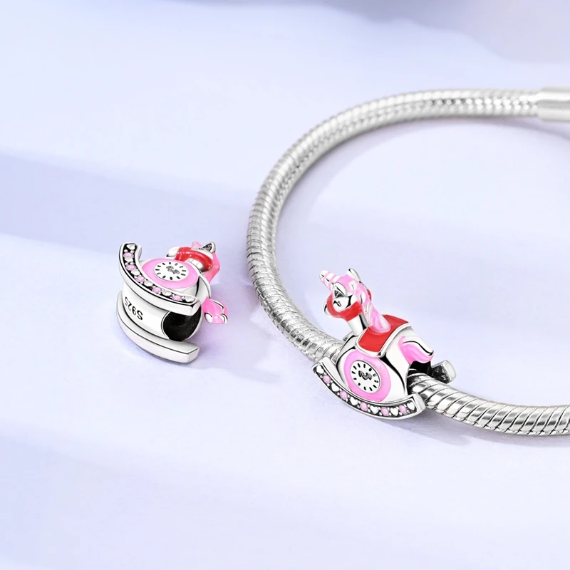 

925 Sterling Silver Trojan Clock String Decoration Charm Fit 3mm Original Bracelet DIY Women Exquisite Anniversary Jewelry Gifts