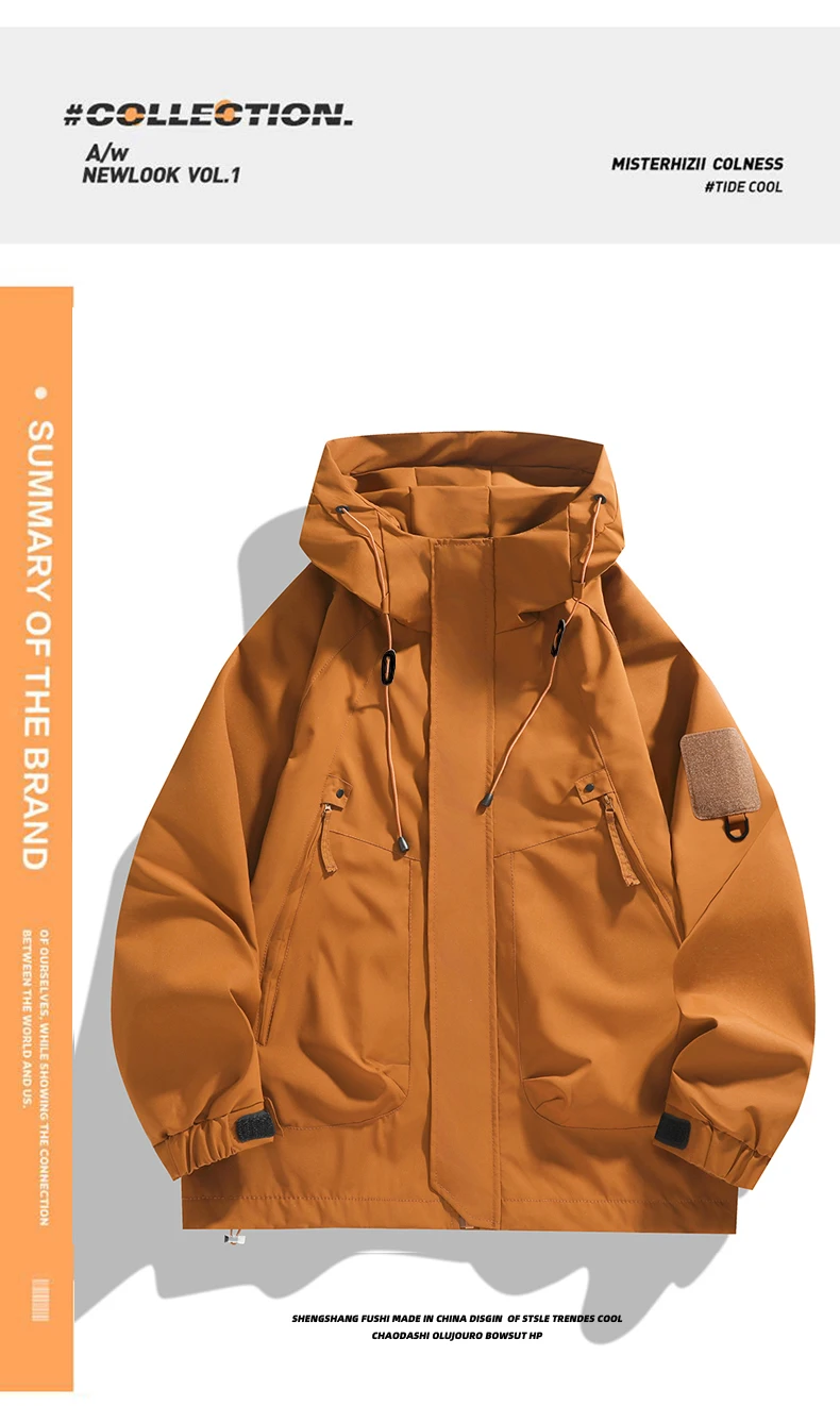 Herren Outdoor-Jacke im Bergstil, winddichte, wasserabweisende Wander-Freizeitjacke – Detail 4