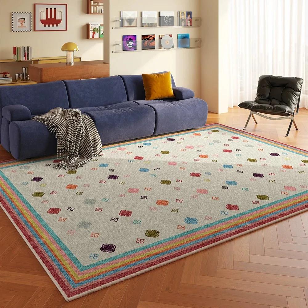 Large Area Living Room Carpet Bedroom Bedside Rugs Dopamine Geometric Pattern Light Luxury Mat Cloakroom Study Rug Decorate 거실러그