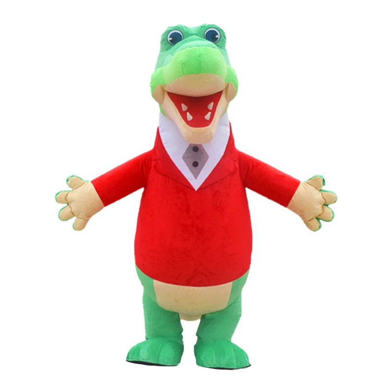 Traje inflável do mascote do crocodilo para adultos, animal dos desenhos animados do anime, vestido estoura, suporte do disfarce, dia das bruxas, Natal, fase