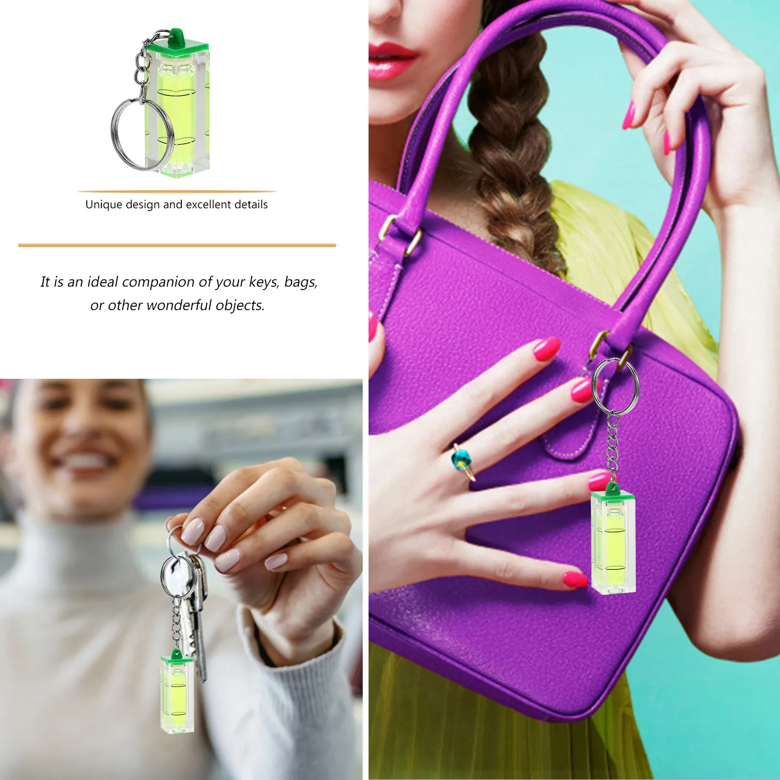 Small Bubble Level Keychain Plastic Mini Spirit Level Pendant Portable Key Ring for Keys Car Bag Camper Key Chain