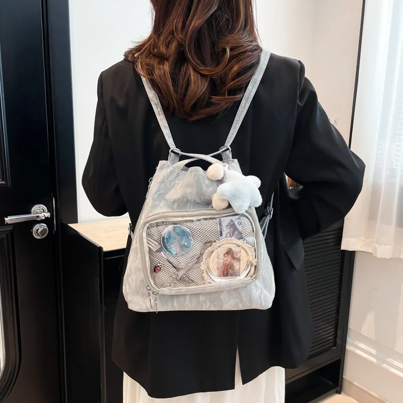 

Корейская модная сумка через плечо для концертов, трендовая сумка-кроссбоди с множеством карманов для студентов, новая вместительная сумка-рюкзак в стиле аниме (ита-бэг)