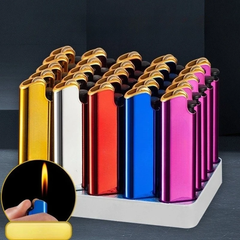 50 stks Frosted Aanstekers Groothandel Slijpschijf Open vlam Aanstekers Custom Logo Party Geschenken Mannen Gadgets Bruiloft Benodigdheden