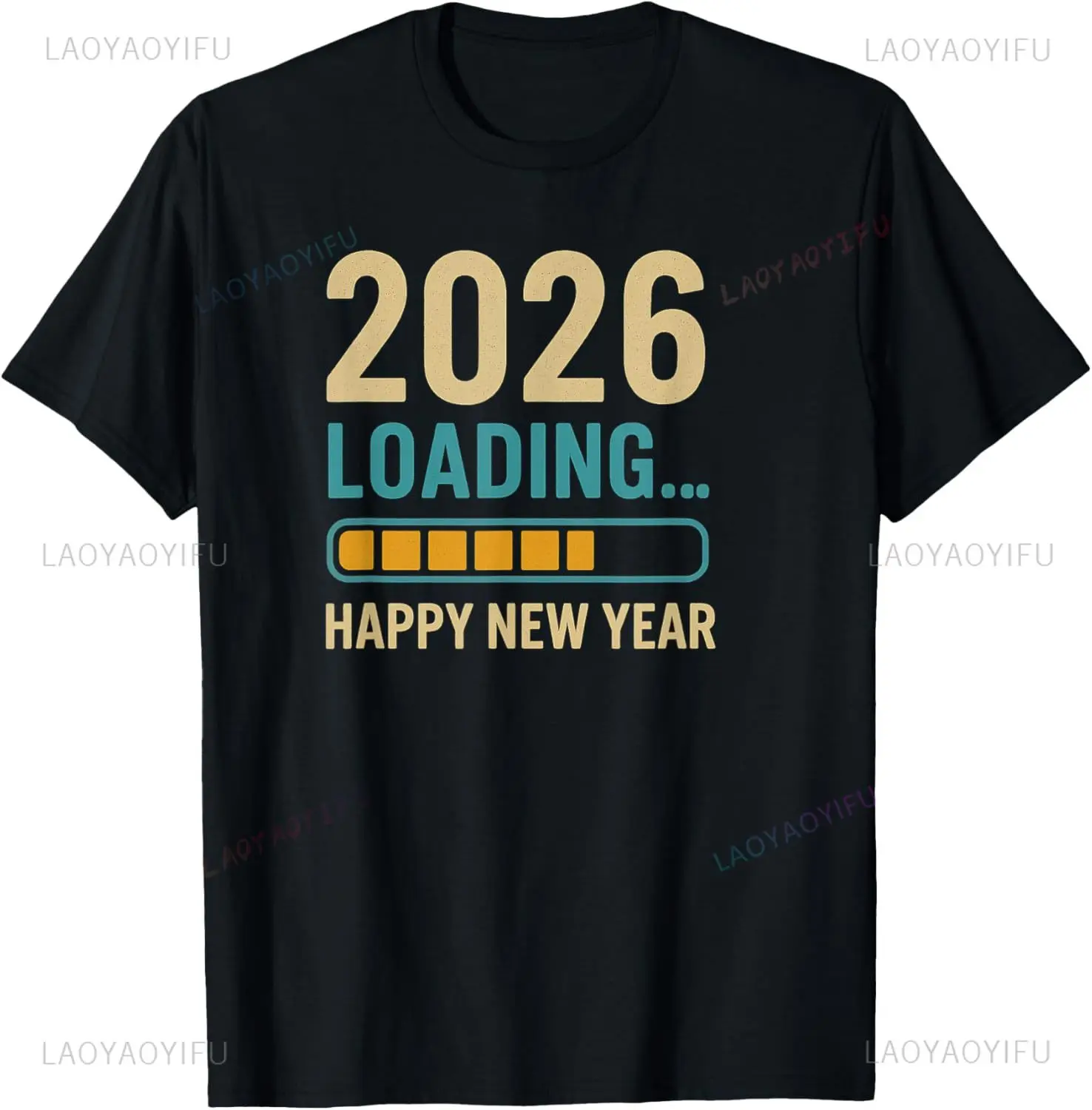 Happy New Year 2026 T-Shirt Mens Clothing Print on Demand Vintage Clothes Camisas Streetwear