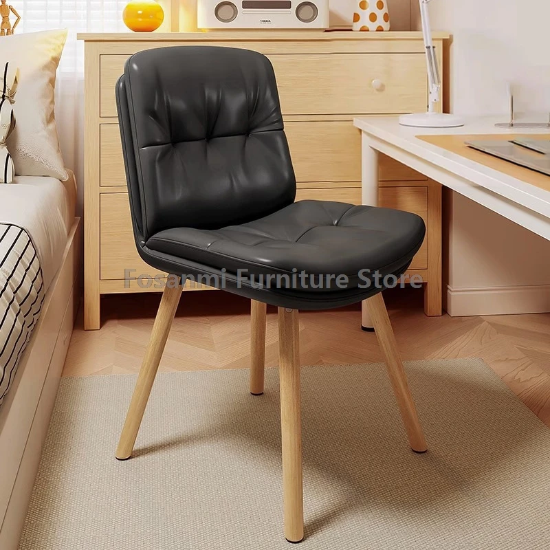 كرسي كمبيوتر منجد حديث مريح بأرجل خشبية ثابتة كرسي مكتب مريح للدراسة المنزلية كرسي كمبيوتر للألعاب للمساحة الصغيرة #5