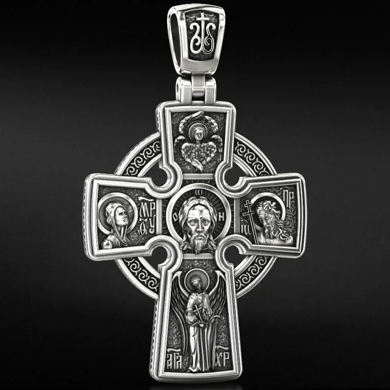 5.5g 3D Orthodox Cross With Saints Gold Pendant Customized 925 Solid Sterling Silver Pendant