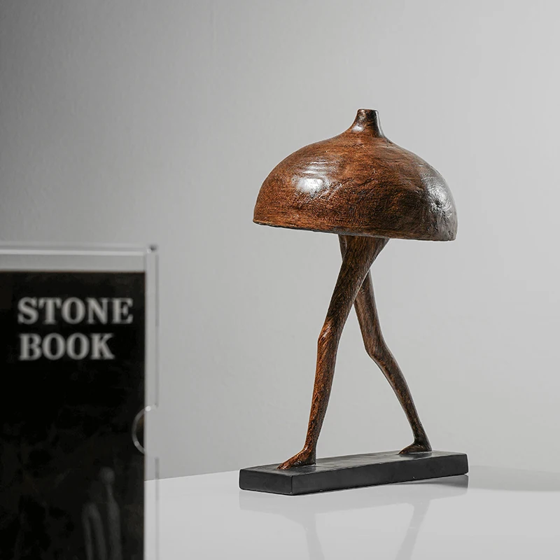 Minimalist Caramel Brown Mushroom Figurine Abstract Art Décor Unique Ornament for Modern Home Living Spaces