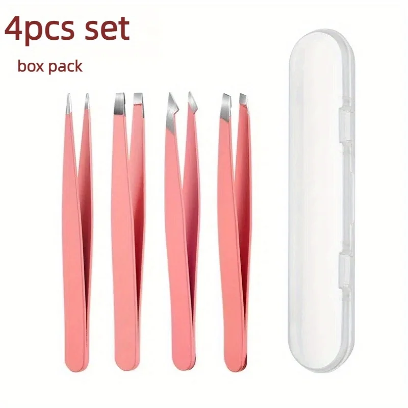 Pinzette per sopracciglia in acciaio inossidabile 1/4 pezzi per modellare le sopracciglia, rimozione dei punti neri, strumento professionale per la toelettatura delle donne