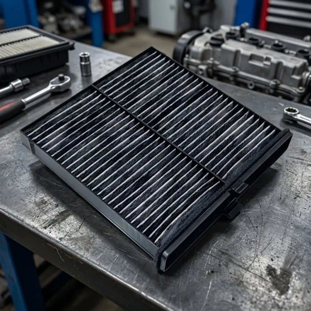 Carbon Fiber Engine Air Filter 20x20x4cm Black High Efficiency Dust Protection Easy Install 5-8 Minutes For Car Auto Parts