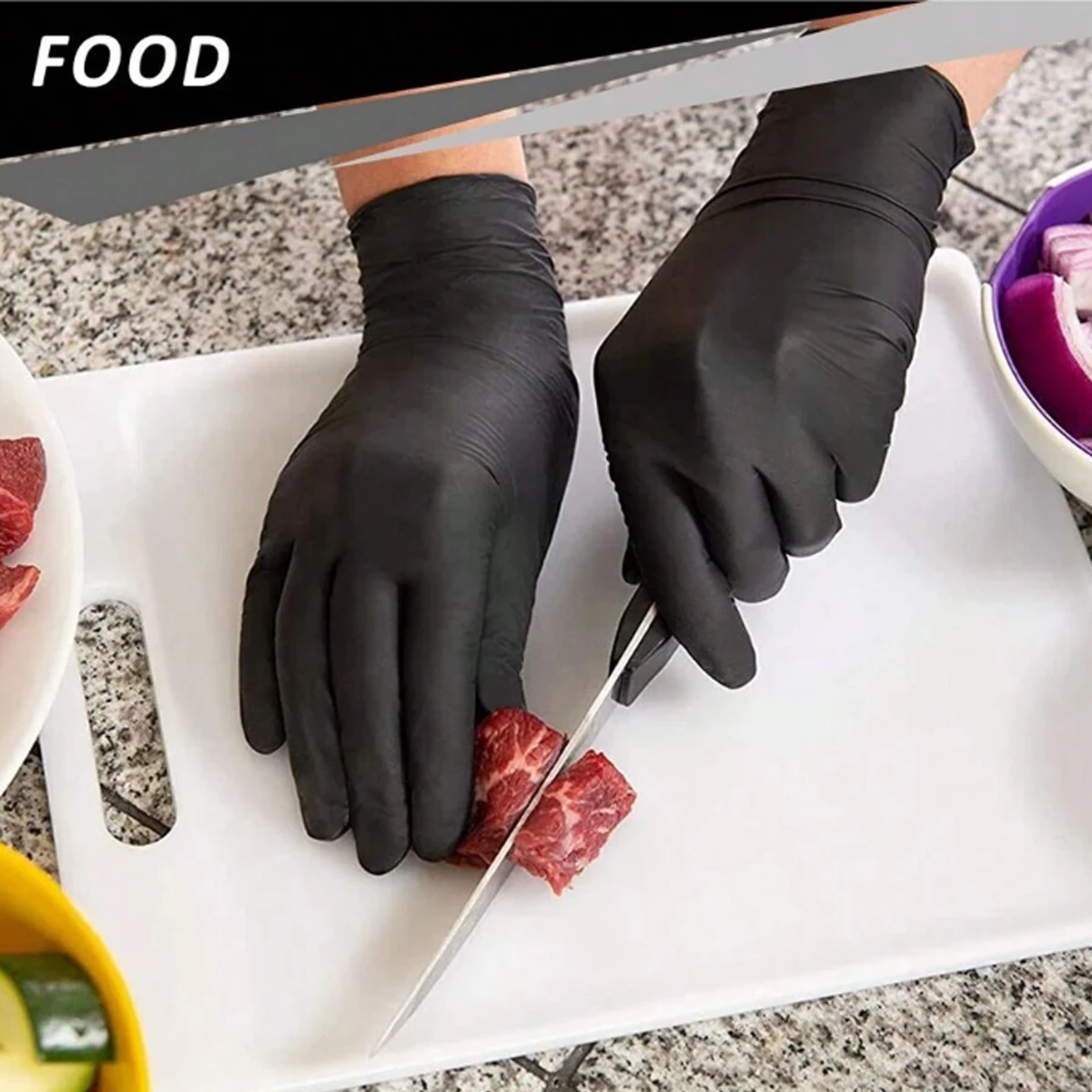 YONGRUN S/M/L/Xl Nitrile Disposable Cleaning Gloves Waterproof Kitchen Cleaning Tattoo Eyebrow Hairdressing Home Gloves 4 Sizes