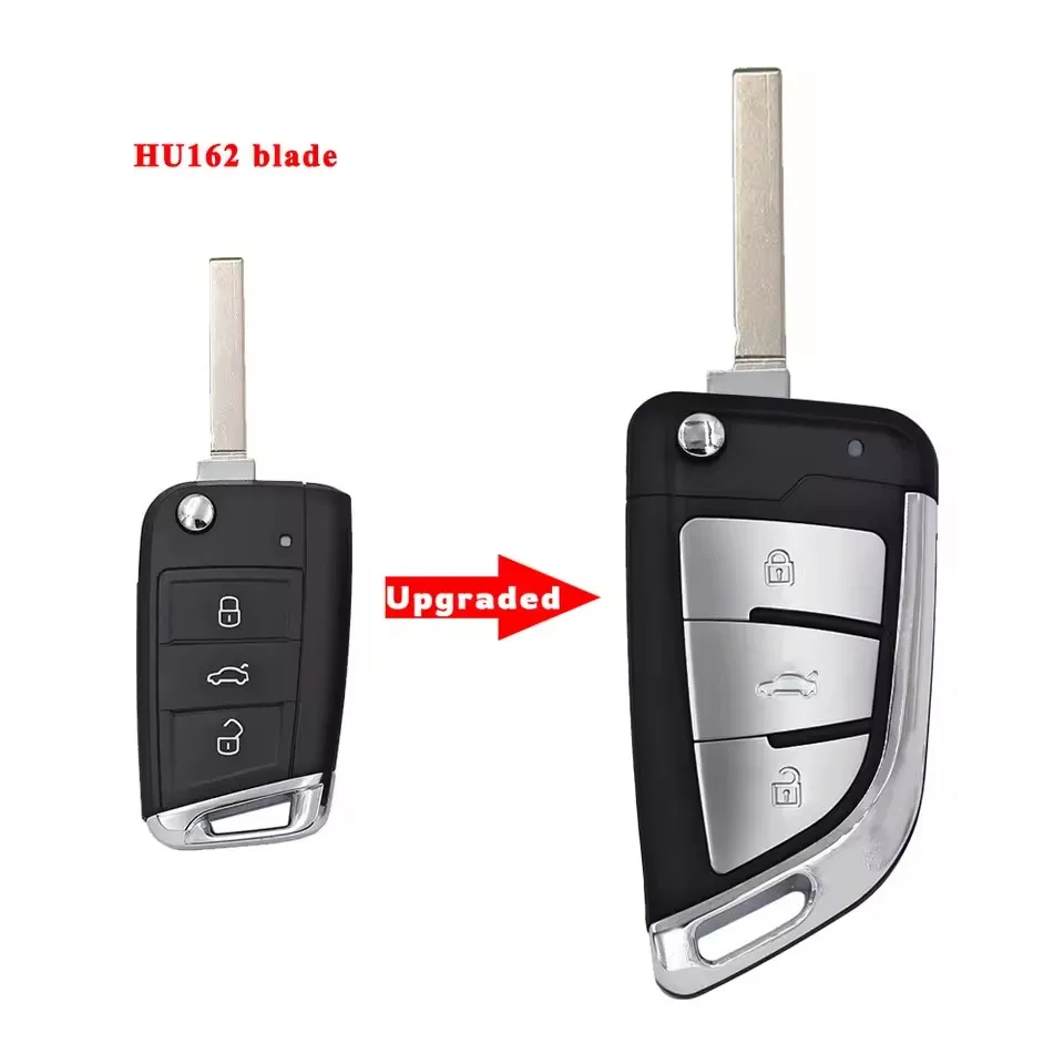 KEYECU 3 Buttons Modified Flip Remote Car Key Shell Case HU66/HU162T for MQB Golf VII Golf7 MK7 Skoda Octavia Seat Leon Altea - view 4