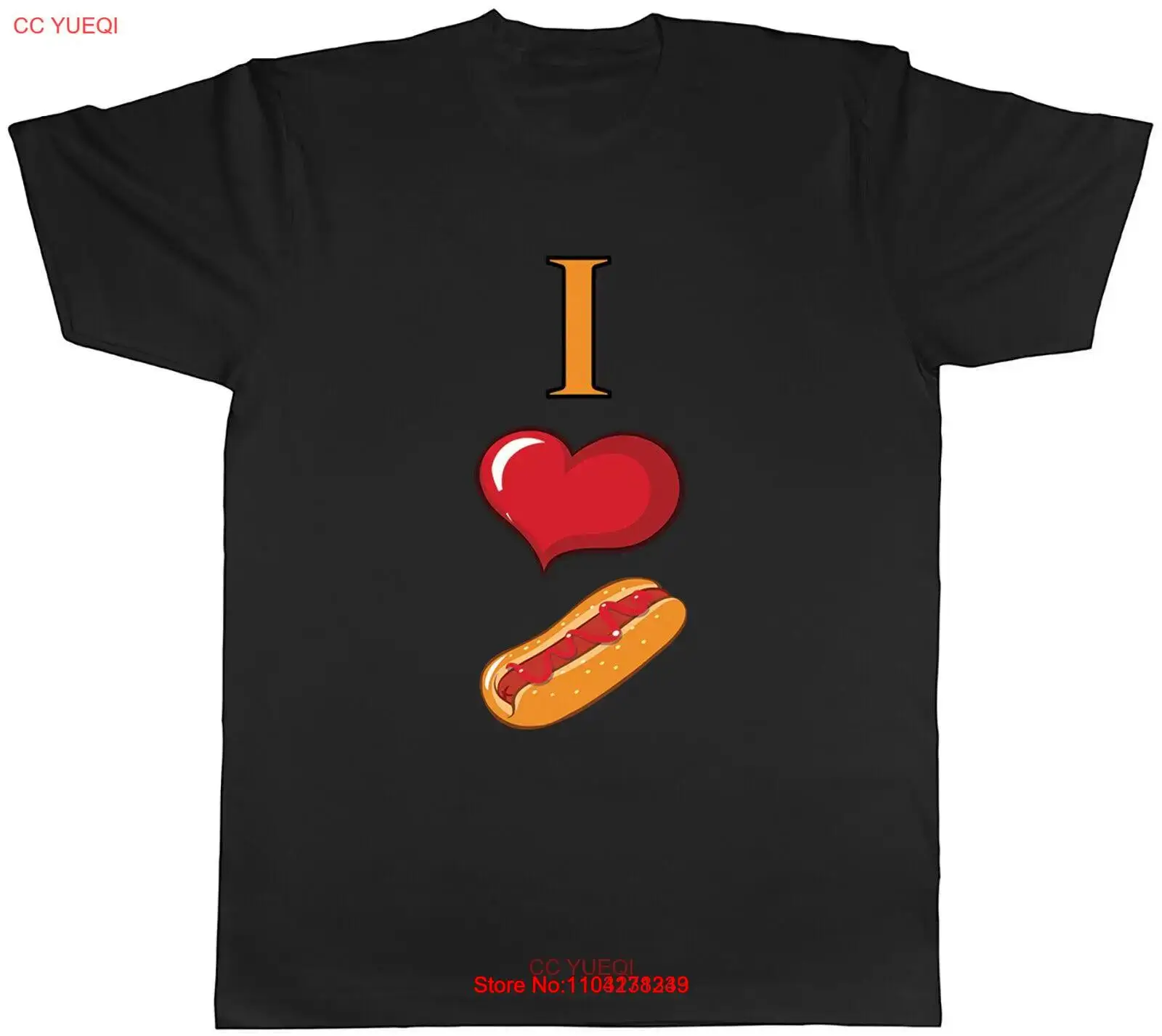 I Love Hot Dogs Mens T-Shirt Sausage Bun Mustard Ketchup Tee Gift