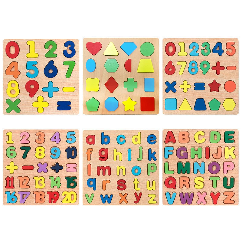 Puzzle in legno con numeri alfabetici colorati Giocattolo per bambini Montessori Giocattoli educativi precoci per bambini Gioco di abbinamento intelligente Regalo per bambini