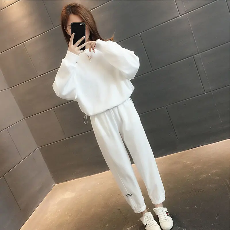 Fashion Casual Sports Women\'s Suit Korean Version Autumn and Winter New Style Plush Thickened Elegant Women\'s Two-piece Set