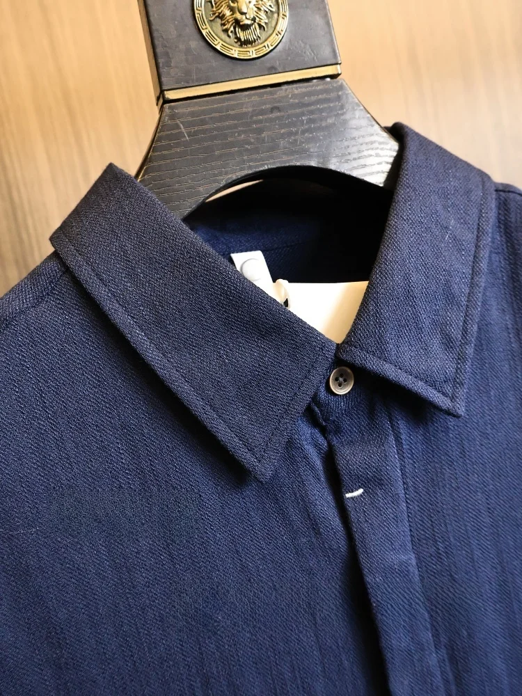 Men's Summer Fashionable Urban Style Shirt Jacket with Stand Collar Seven Sleeve Polyester Fiber Breathable Cool Feeling