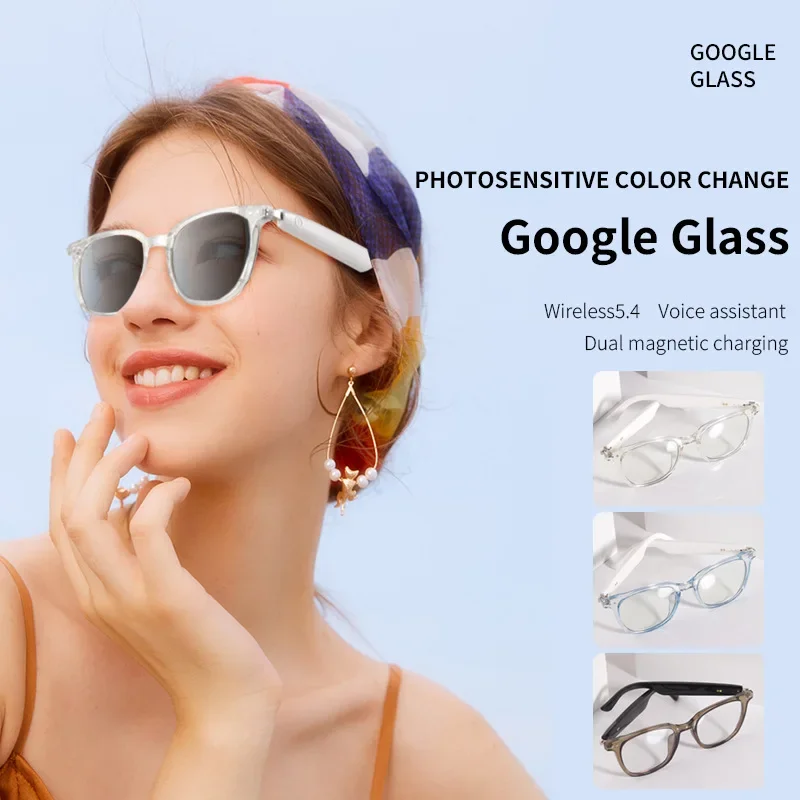 GS07 Smart Bluetooth 5.4 Glasses Can Listen To Music Calls Photosensitive Color Change Sunglasses Voice Assistant Fast Charging