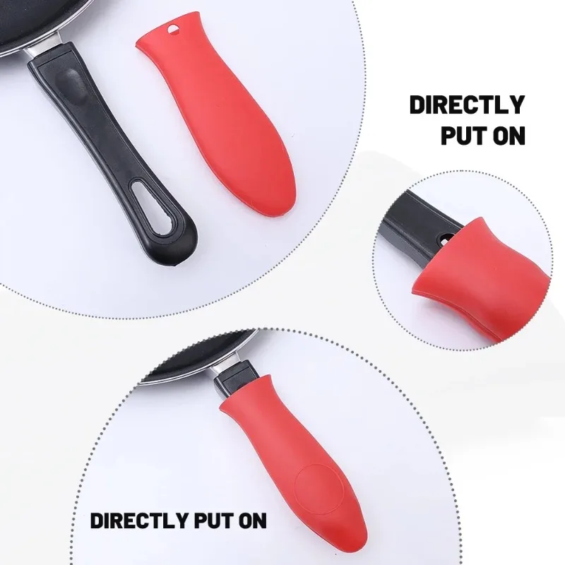 Silicone Hot Handle Holder Heat Resistant Potholder Cookware Parts Handle Cast Iron Skillets Handles Grip Covers Kitchen Gadgets