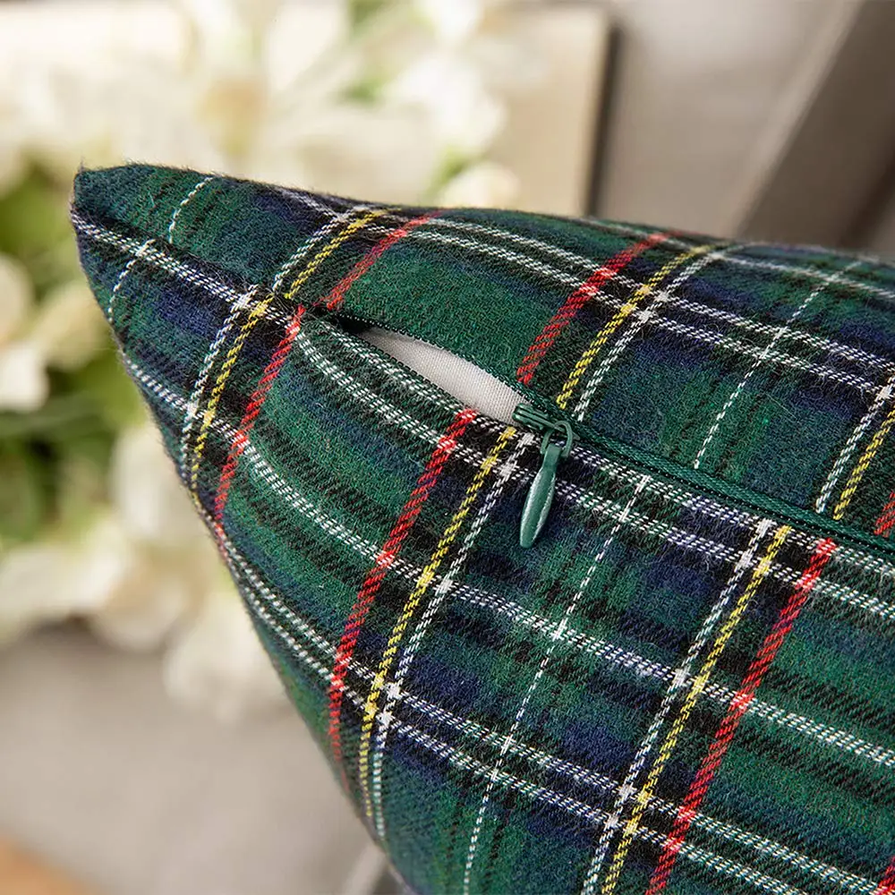 Fall Set of 2 Scottish Tartan Plaid Throw Pillow Covers Farmhouse Classic Decorative Outdoor Square Cushion Cases for Home Decor