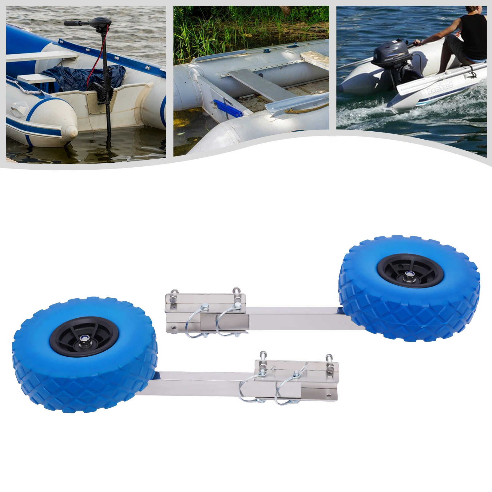 Inflatable Boat Trailer Wheel Load Boat Launching Wheels Set 9.84-inch Tires Wide Application All Kinds of Inflatable Boats