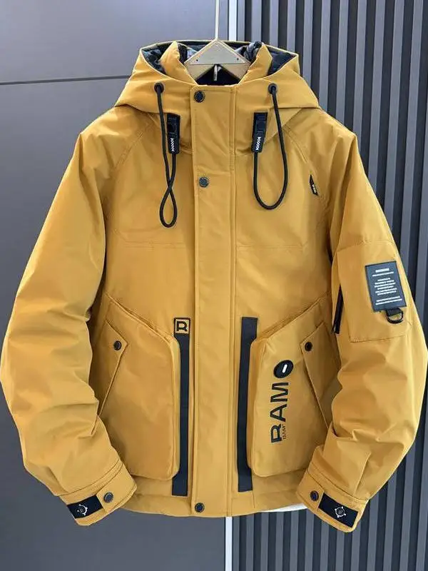 

Outdoor Winter Thiened Men's down Jaet Youth Faion Warmth ket Cold Resistance Hooded Workwear Coat Stand Fit Long...