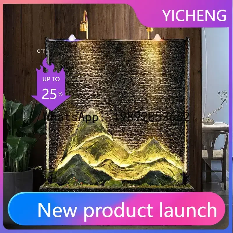 LYY   Water Curtain Wall Rockery Water Flow Fountain Landscape Home Office Living Room Wealth-Attracting Humidifier Ornament