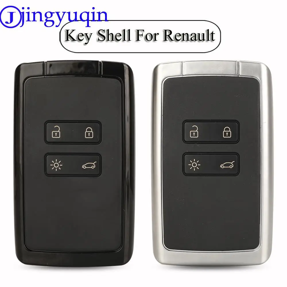 Jingyuqin 4Buttons Car Keyless Entry Remote Key Shell Cover Fob For Renault Megane 4 Koleos Auto Key Case Fob Replacement