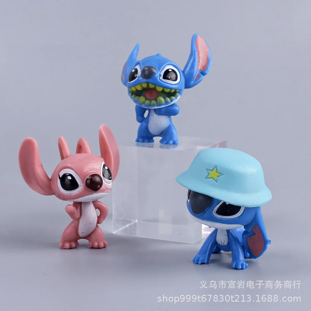 10PCS Disney Stitch Model Doll Cartoon Stitch Angel Action Anime Figures bambola in PVC Cute Desktop Room Ornaments regali per bambini