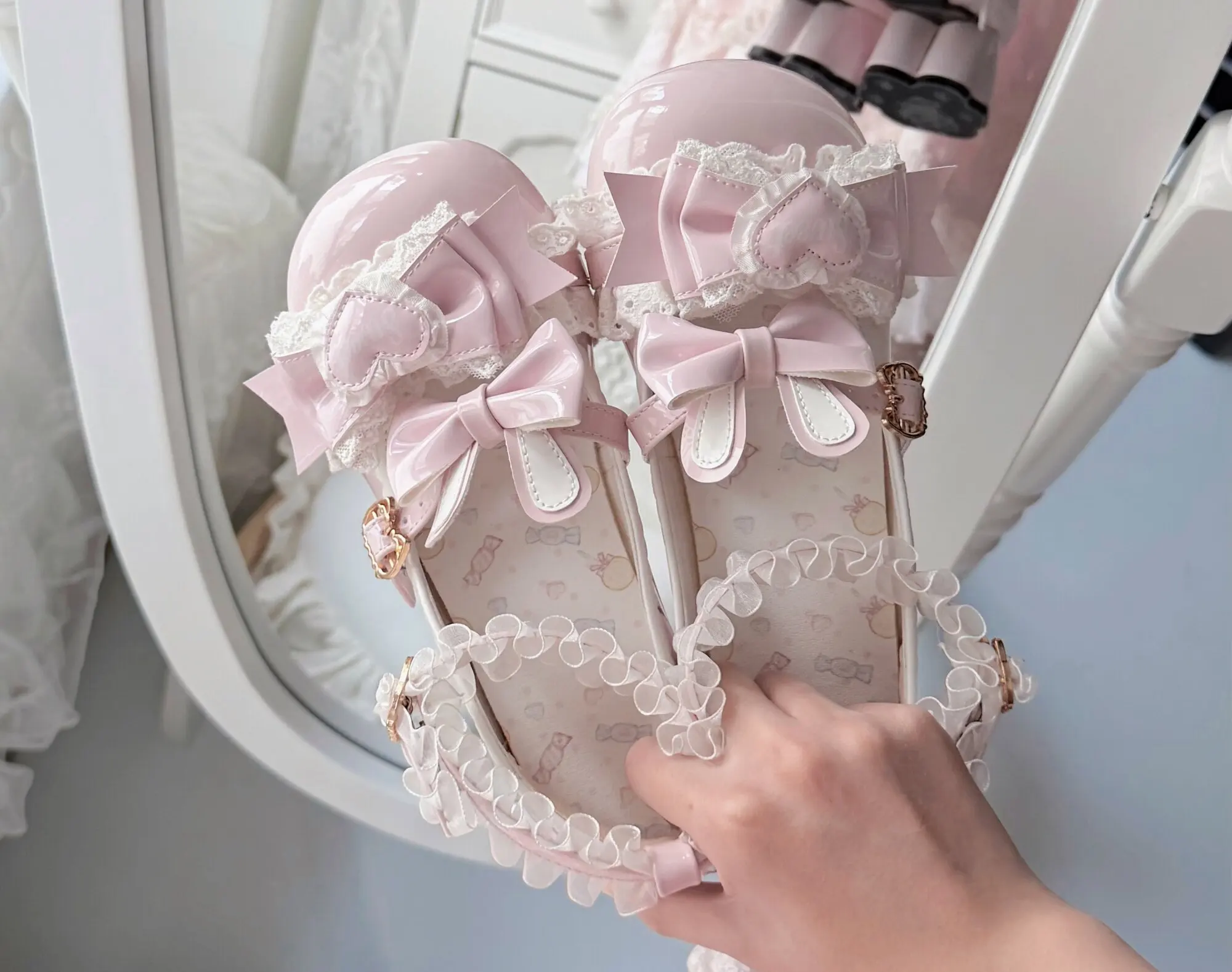 Japanese Sweetheart Original Lolita Bow Love Single Shoes Sweet Girl Versatile Cat Claw Shoes Special-shaped Heel Women's Shoes