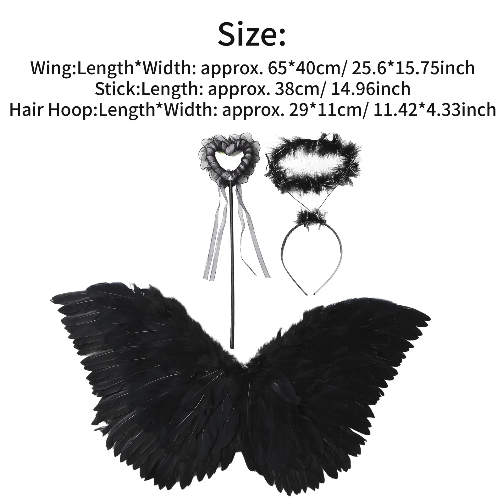 Ala de plumas de golondrina, ala de Ángel con palo de hada, Aro para el pelo para adultos y niños, disfraces de Halloween, accesorios de Cosplay, ala de hazaña blanca