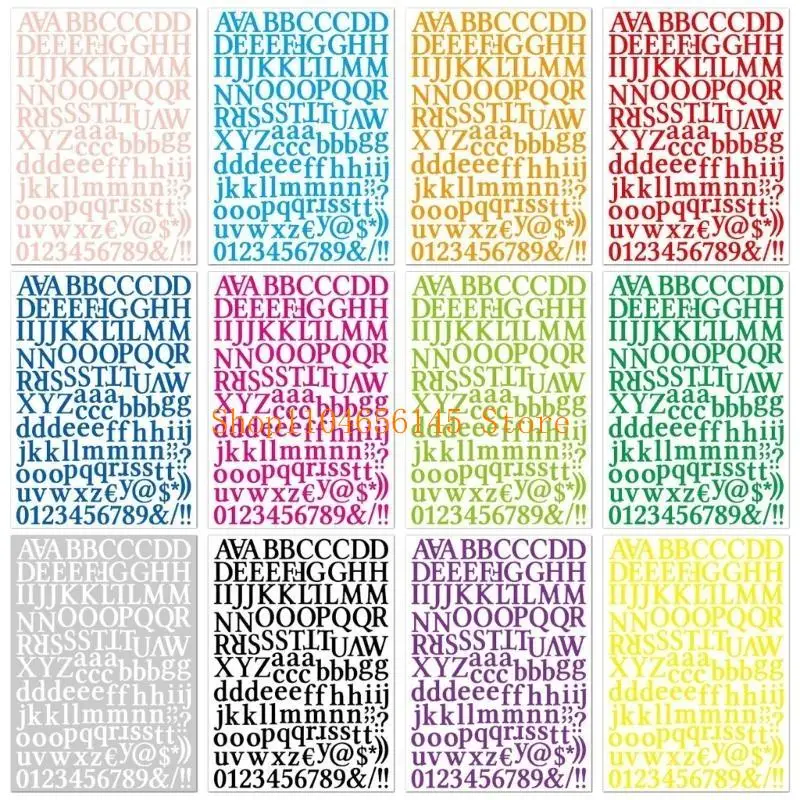 5asd 12 Sheets Auto Adhesive Letter Sticker Small Alphabets Sticker for Craft Colored