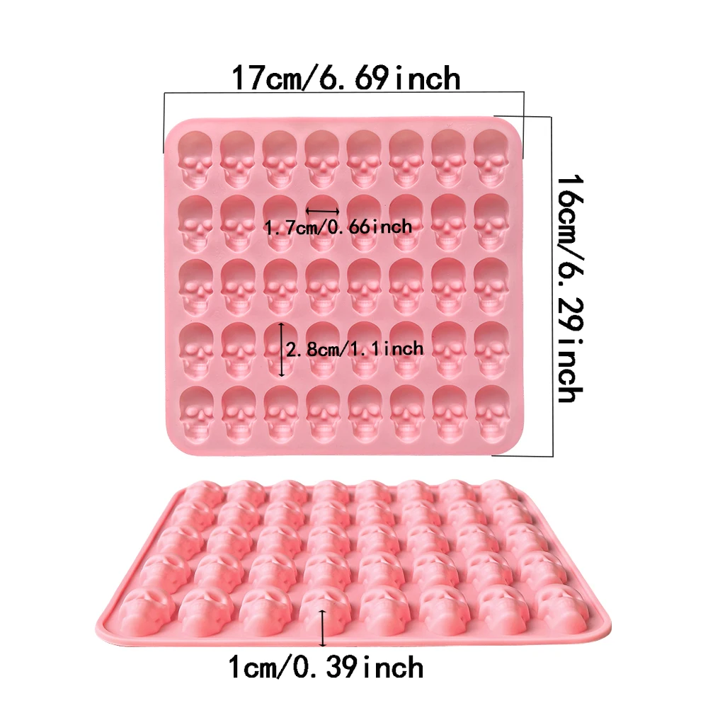 قطعة واحدة من قالب السيليكون للخبز على شكل جمجمة مكون من 40 فتحة، مناسب للشوكولاتة والحلوى والبودنغ والبسكويت وصينية الثلج