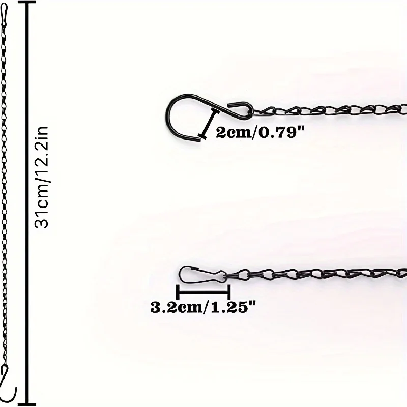 Black Wind Chime Bird Feeder Flower Pot Hanging Chain Gardening Supplies Outdoor Hanging Decoration Accessories for Patio Balcon