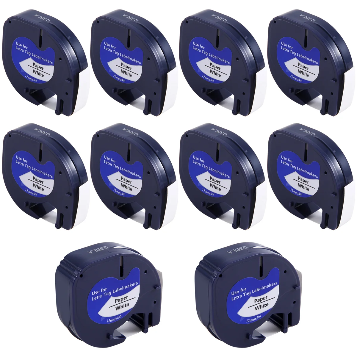 10Pcs Label Maker Refills for Letratag Refills 12mm x 4M White Plastic Label Tape for Letra Tag Plus Label Maker