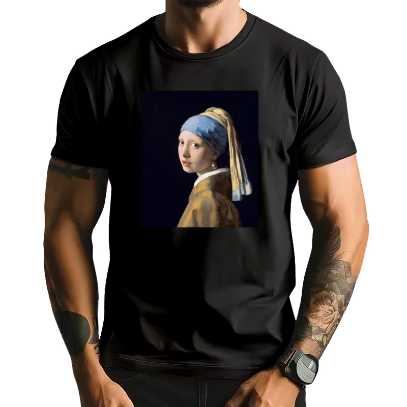 

Girl with a Pearl Earring by Johannes Vermeer (famous art painting vintage unique white t shirt)