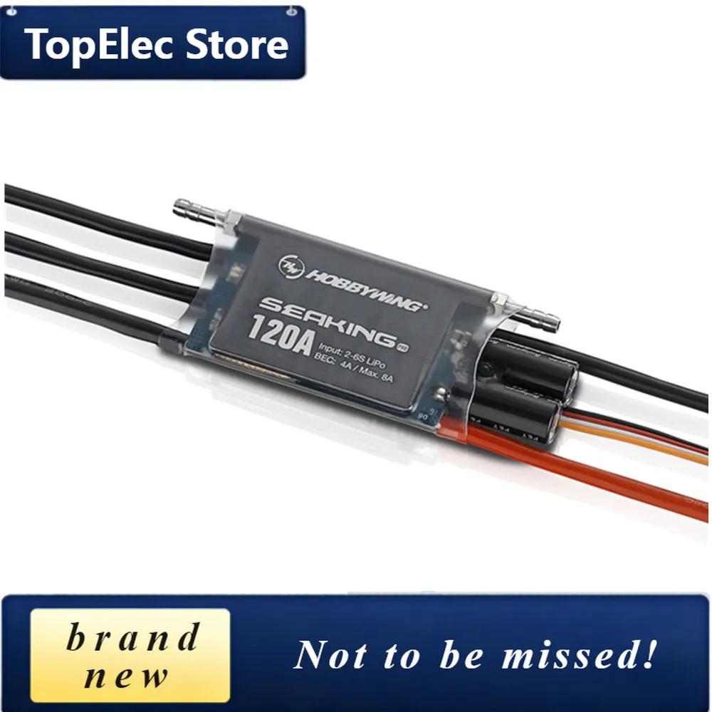 TopElec Hobbywing Seaking Pro 120A Sensorless Brushless ESC 2-6S Waterproof 6V/7.4V,4A BEC For ECO, Mono1/Other Competition Boat