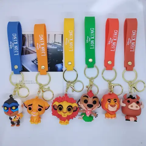 디즈니 라이온 킹 고무 열쇠 고리 Simba Pumbaa Timon 열쇠 고리 자동차 열쇠 고리 전화 핸드백 장식 어린이 선물