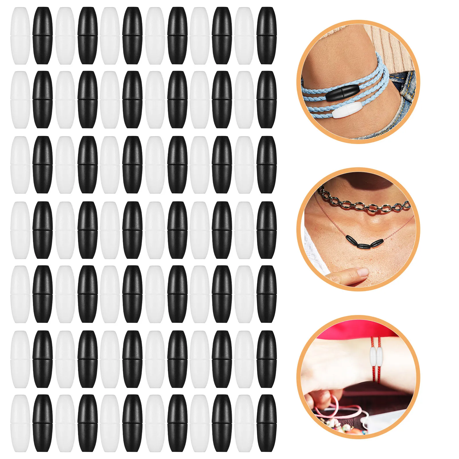 

80Pcs Jewelry Making Connectors Black White Breakaway Plastic Safety Clasps Necklace Bracelet Closure Fasteners for DIY Lanyard