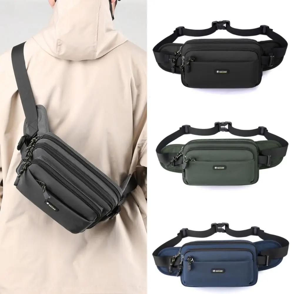 

New Multi-layer Men's Waist Bag Large Capacity Oxford Cloth Crossbody Bag Adjustable Strap Shoulder Bag for Outdoor Travel