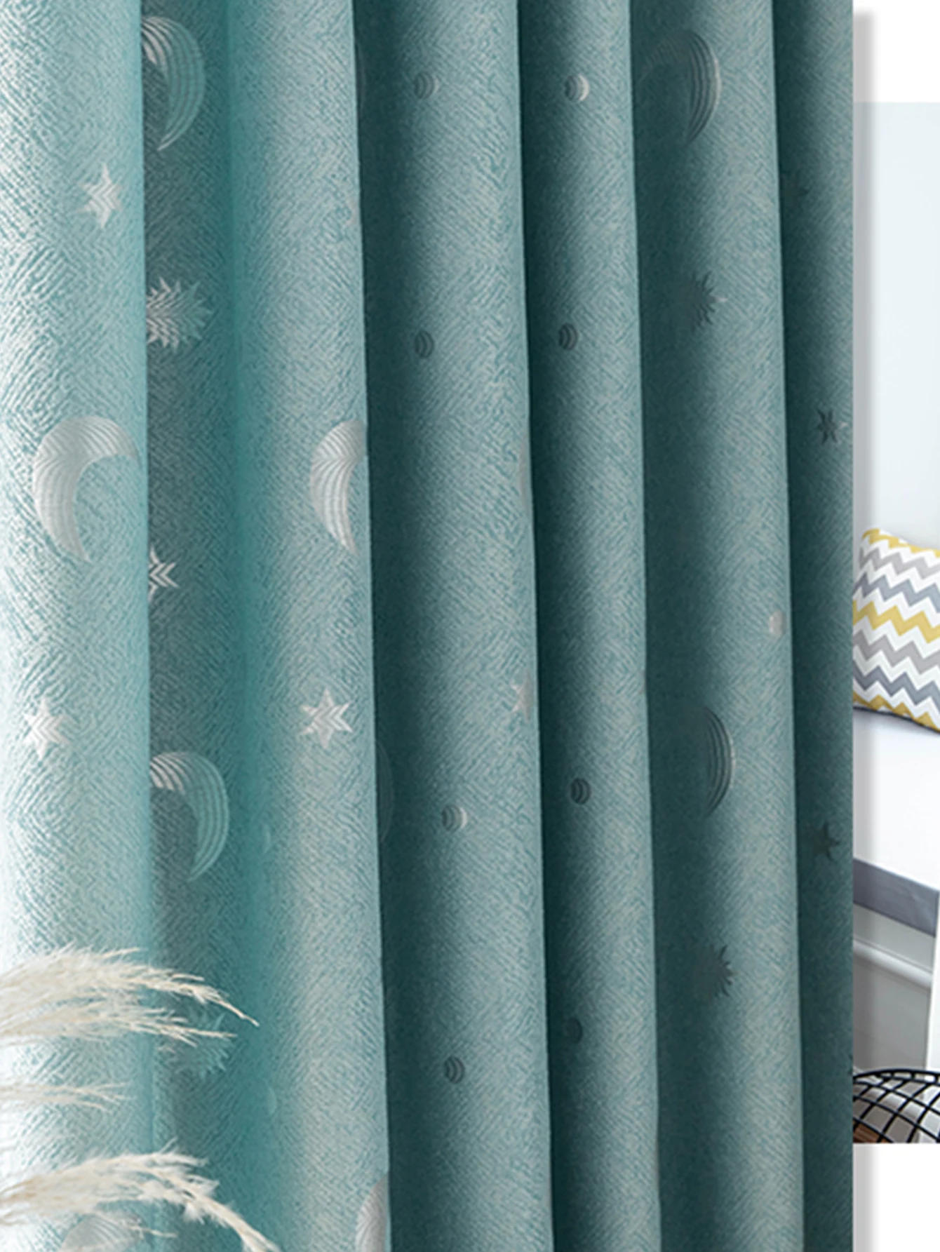 Children\'s Room Bedroom Star Shading Modern Minimalist Blue Curtains
