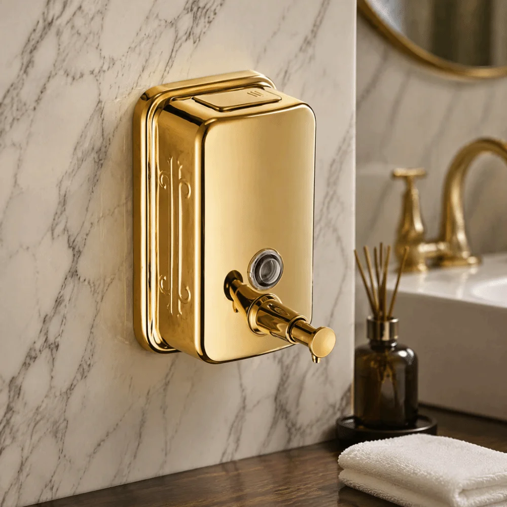 Stainless Steel Soap Dispenser Gold Leakproof Design Manual Soap Dispenser Anti-Rust Waterproof Liquid Soap Dispenser Home Hotel