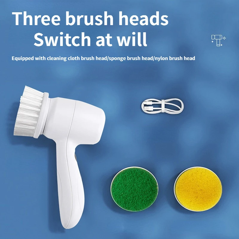 Portable Hand-held Electric Cleaning Brush Kitchen Household Brush Pot Wash Dishes Multifunctional Waterproof Brush USB Charging