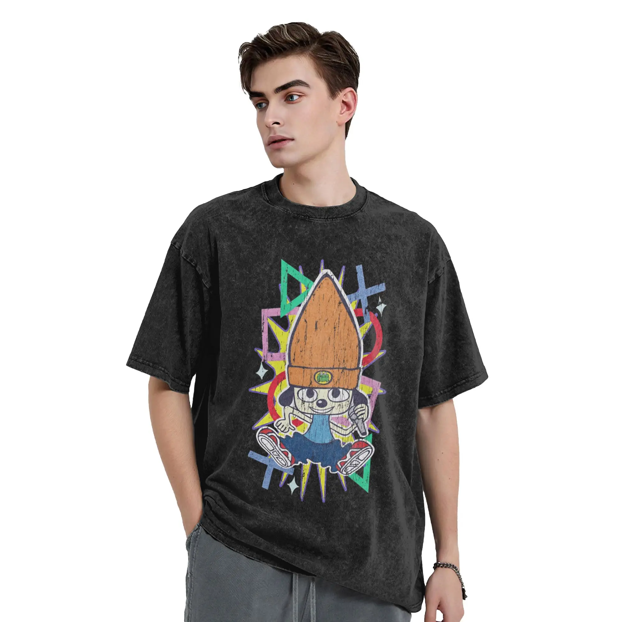 PA-PaRappa The Rapper Game T Shirt Men 100% Cotton Fun T-Shirts Crew Neck  Tee Shirt Short Sleeve Clothes Printed