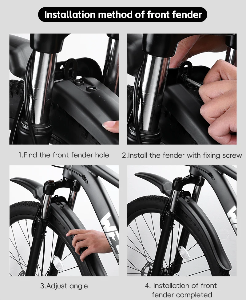 WEST BIKING Fahrrad-Schutzbleche MTB Schmutzschutz Erweiterter Schutz Winkelverstellbar für 26 27,5 Zoll Mountainbike Straßenfahrrad Faltrad Teile – Detail 10