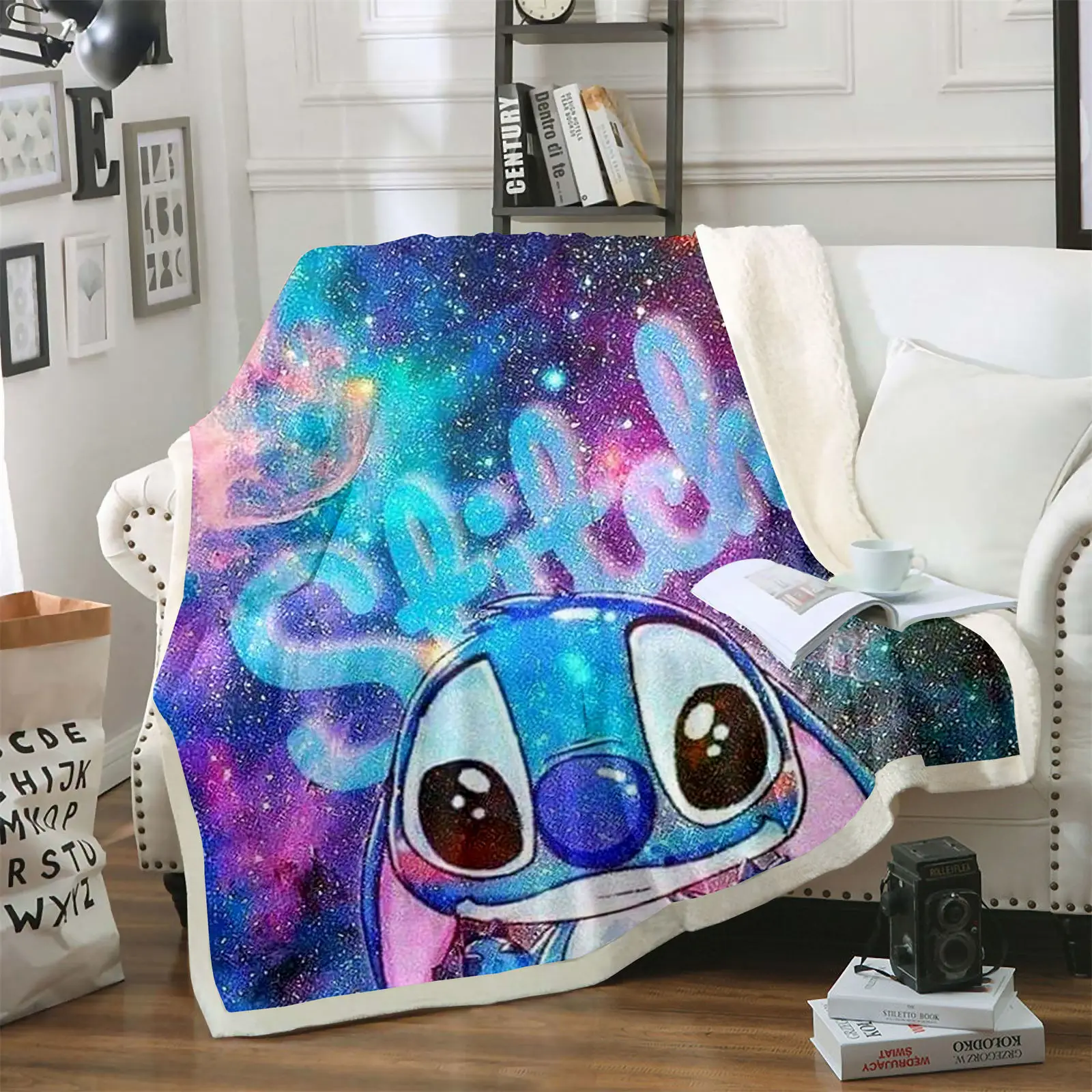 Stitch Blankets Furry Anime Printed Blanket Coraline And Throws Plush Winter Fleece Bed 100% Polyester Suitable For Children