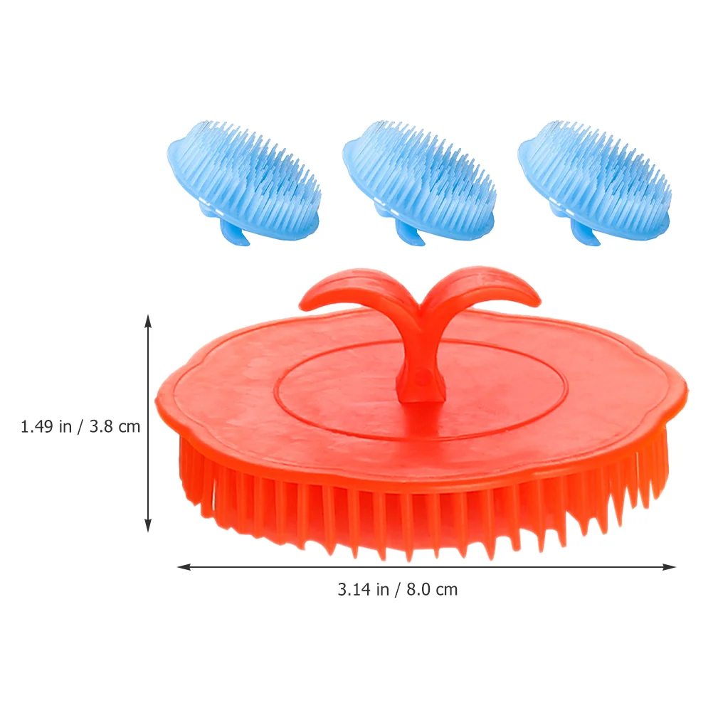 4 ชิ้นแชมพูหวีแปรงนวดหนังศีรษะขัดอาบน้ํานวดหัว Scrubber Mini Hair สําหรับรังแค Exfoliator