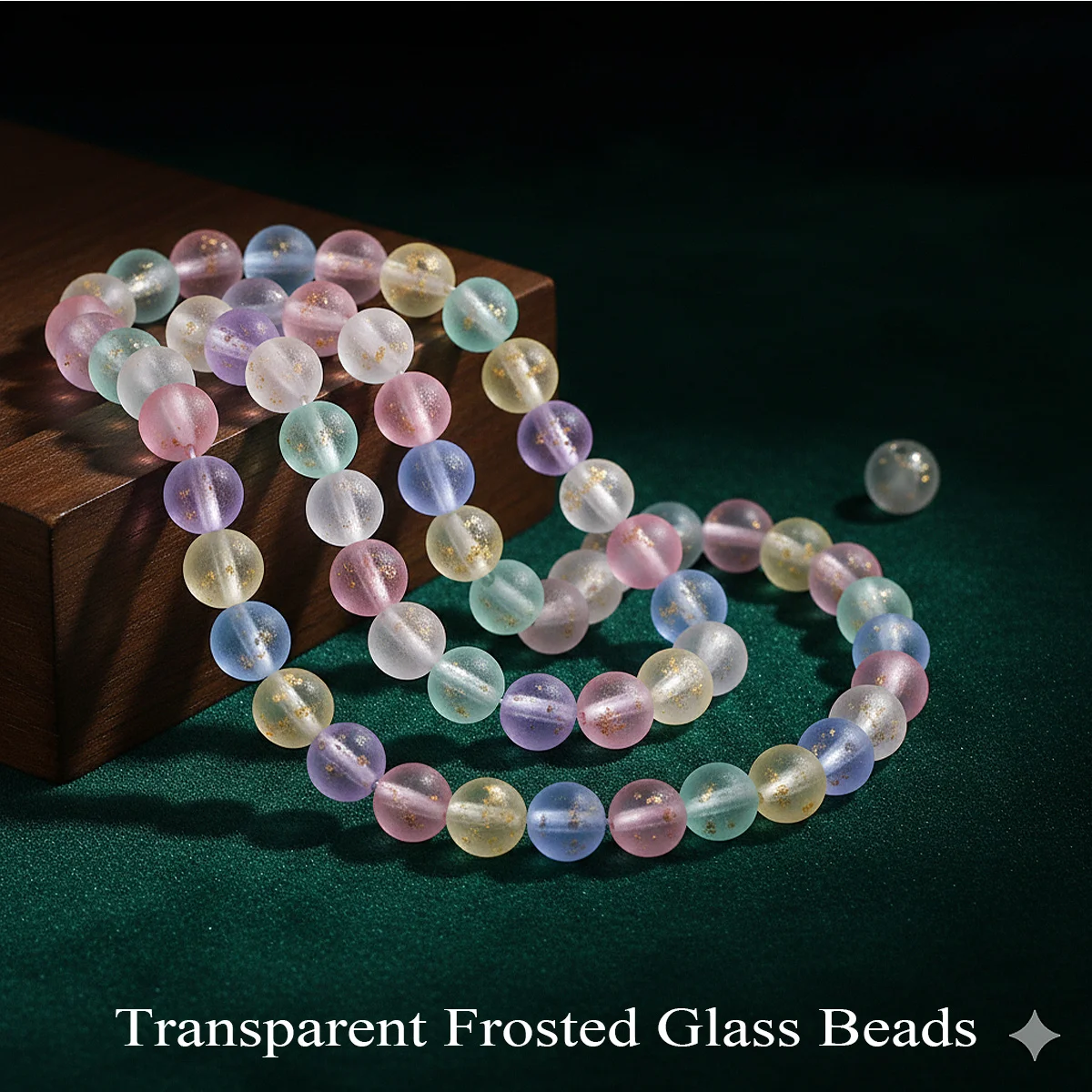 

50pcs 8/10mm Transparent Frosted Glass Beads with Gold Powder Round Loose Spacer Beads for DIY Bracelet Jewelry Making