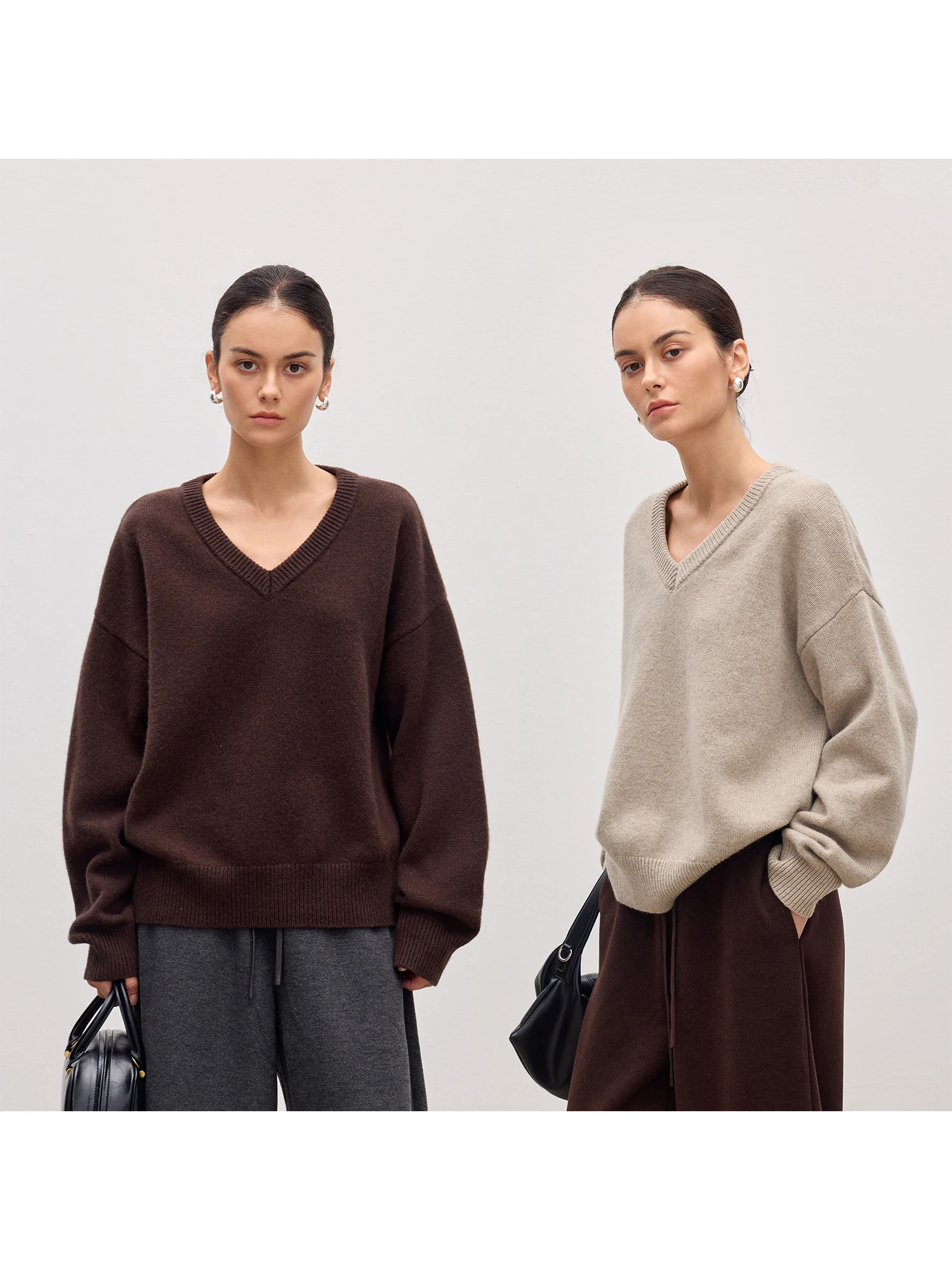 

J Women's Long Sve Knitted Sweater V-Ne Loose Fit Woolen Pullover Warm Faionable Spring Autumn Winter Camere Top